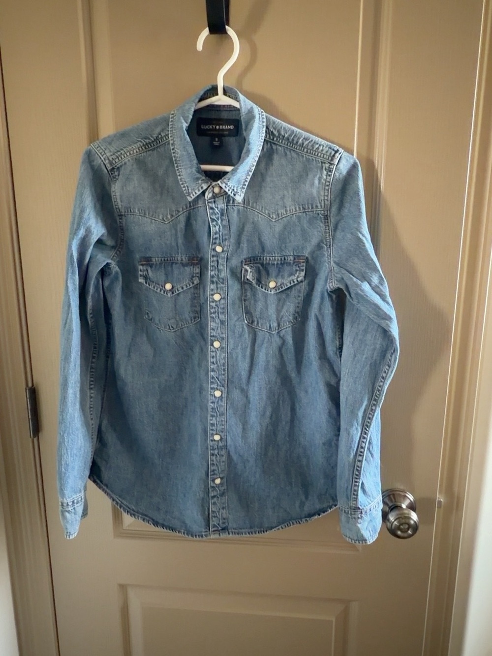 Lucky Brand Denim Western Snap Shirt Light Wash Size Small